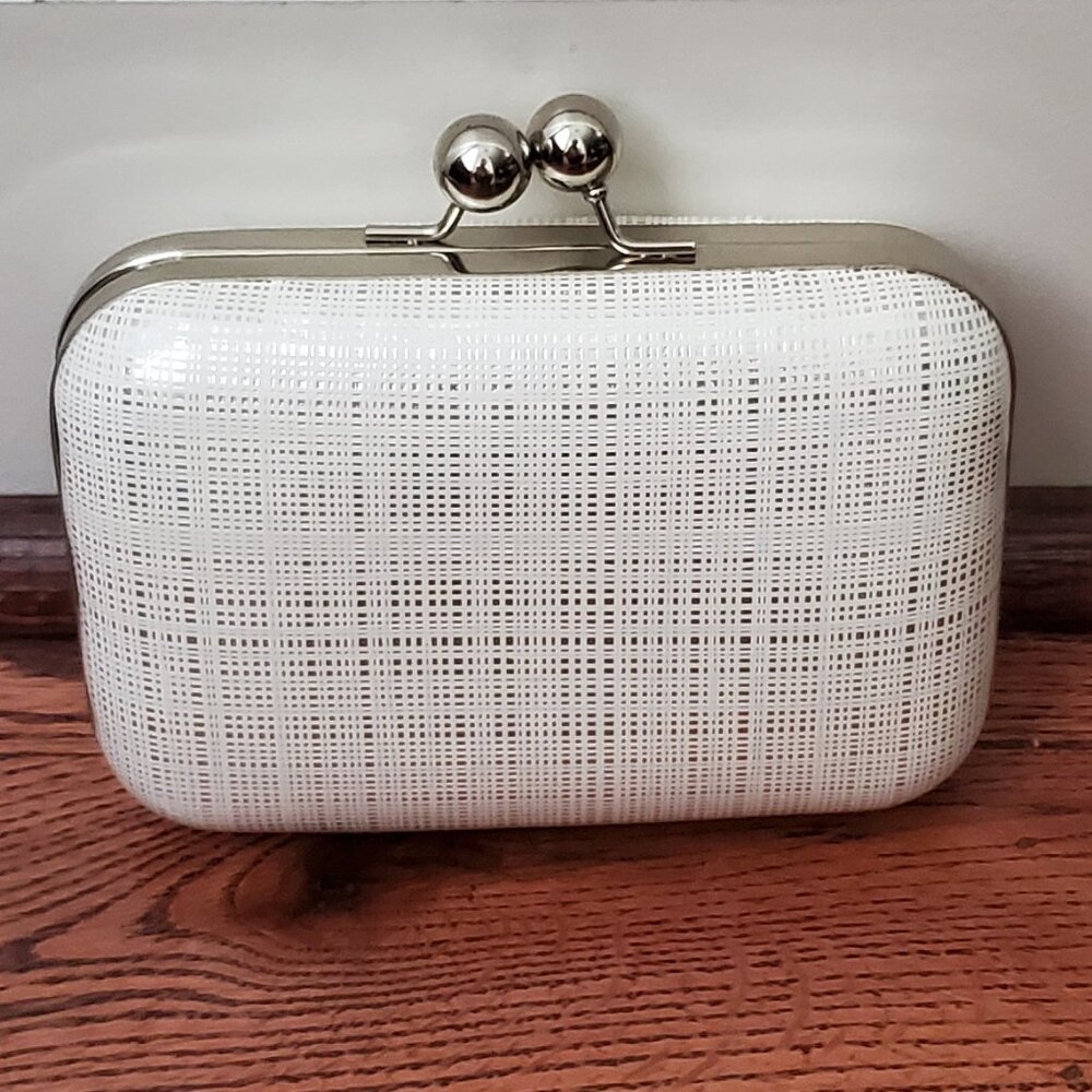 RSVP - White with Silver Tartan Pattern - Crossbody Purse